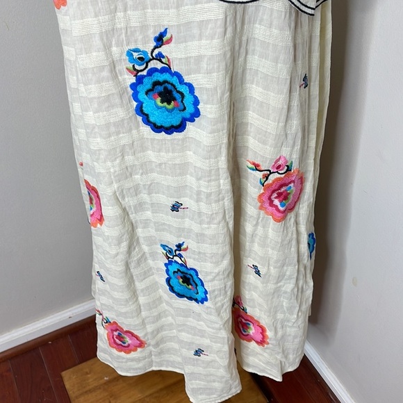 ANTHROPOLOGIE White Floral Embroidered Pullover One Shoulder Maxi Dress M - Picture 9 of 12